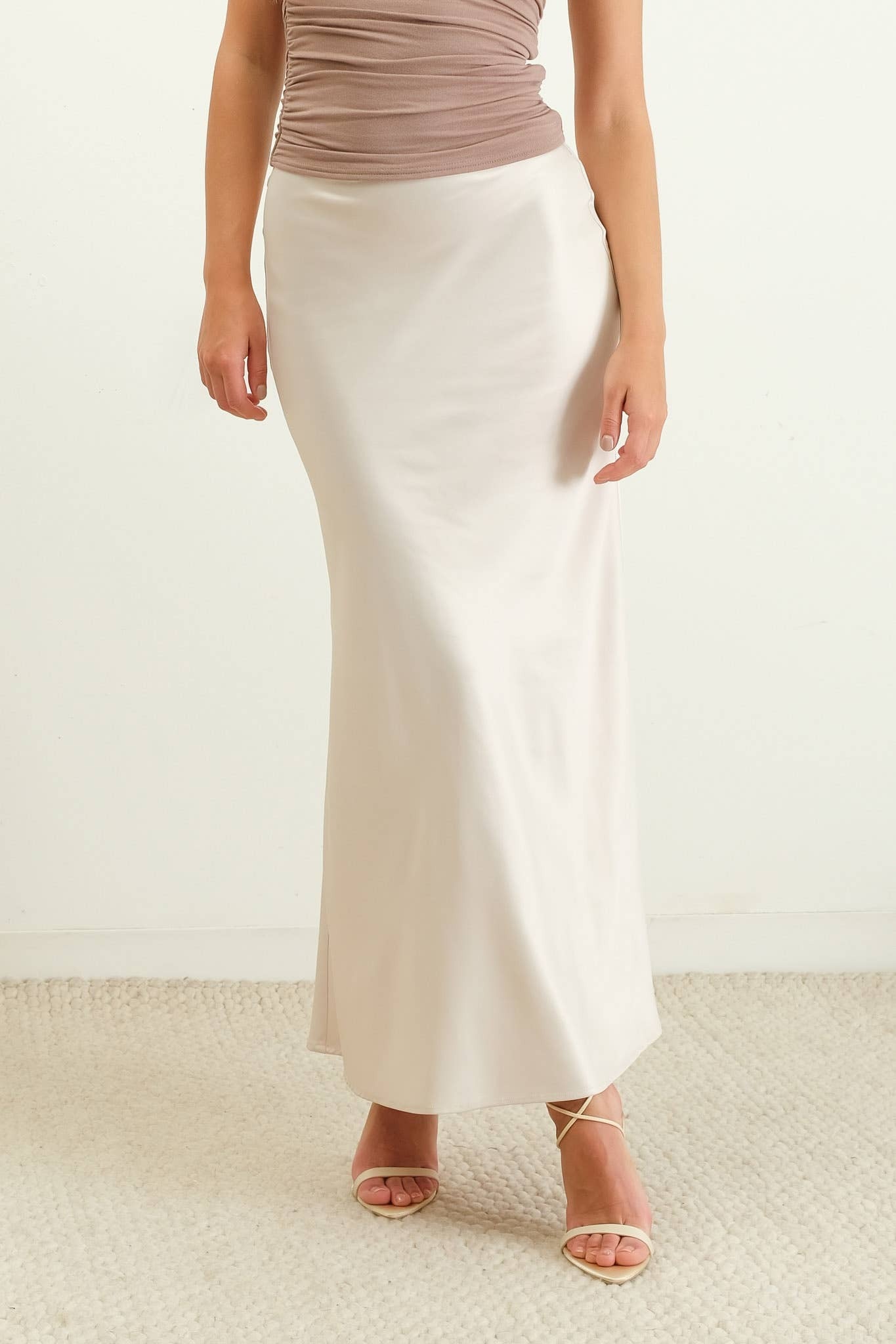 Satin slip midi skirt 2025