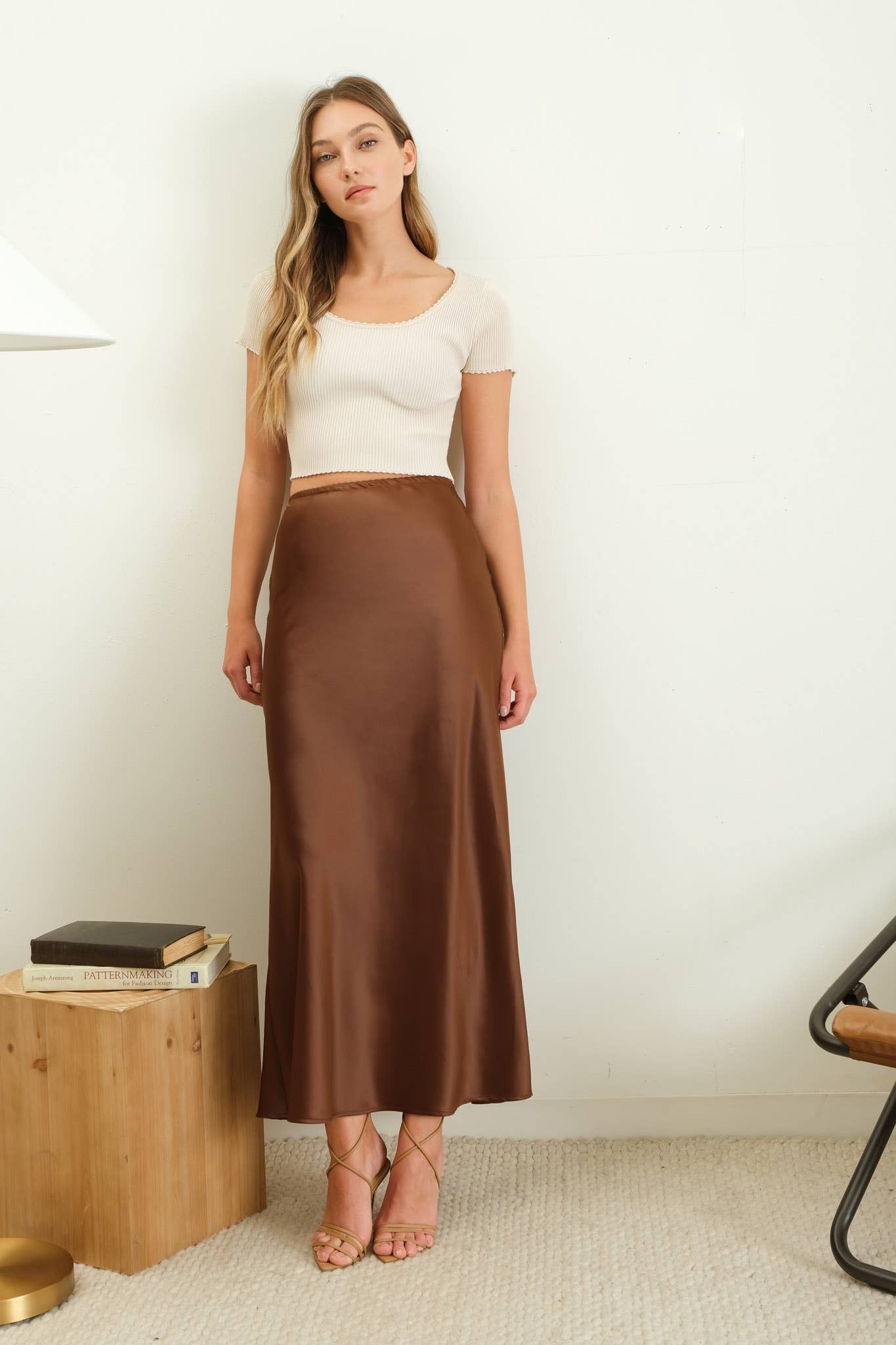 Satin midi skirt 7.5 top